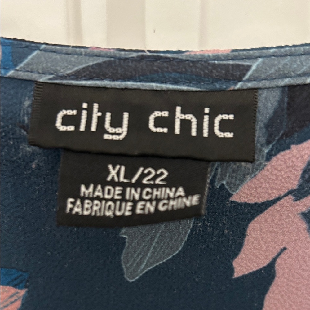 City Chic Navy Floral Long Sleeve Dress - Picture 2 of 7